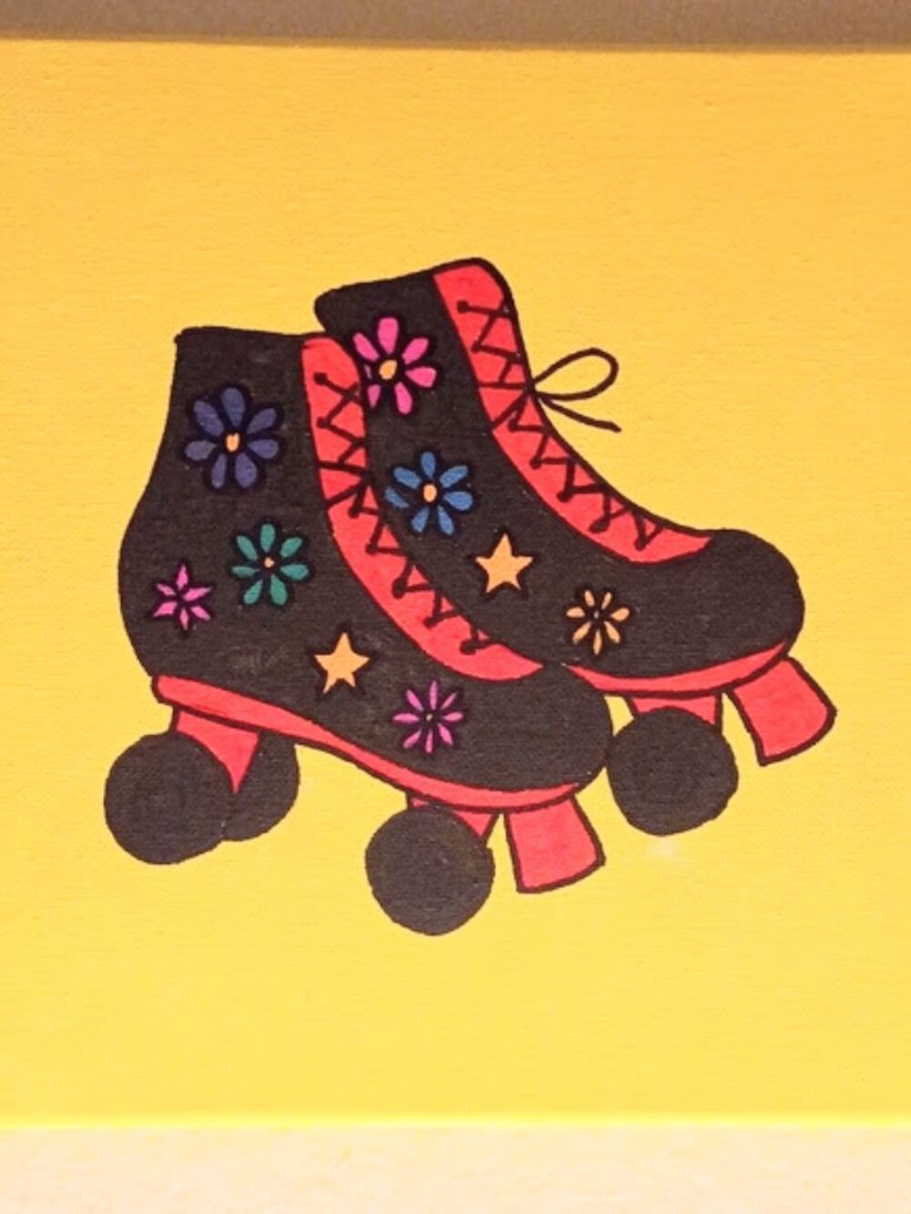 Retro 70s Disco Roller Skate Handpainted Acrylic Canvas Art - 10x10